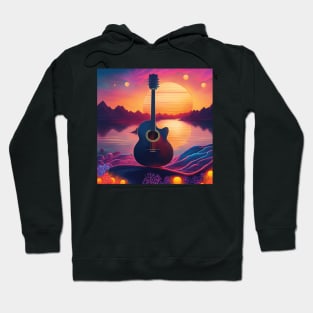 80s Style Hawaiian Camp in a Beautiful Sunset Retro Vintage Travel Artwork Hoodie